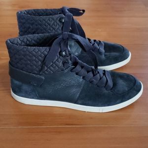 LACOSTE LEATHER HIGH TOP LACE UP SNEAKERS